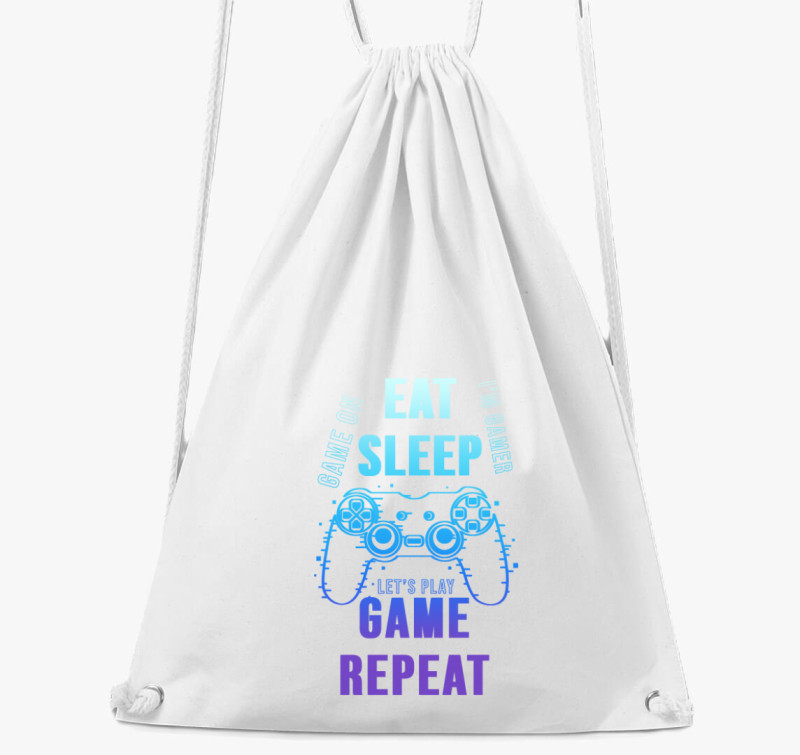 Eat sleep play game repeat tornazsák — Fehér