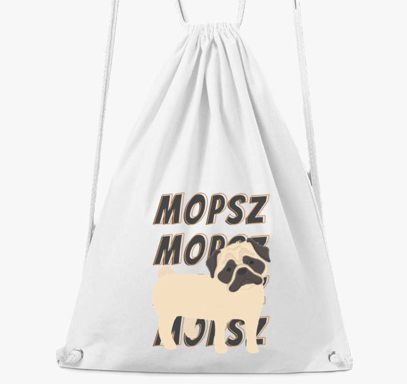 Mopsz mintás tornazsák — Fehér