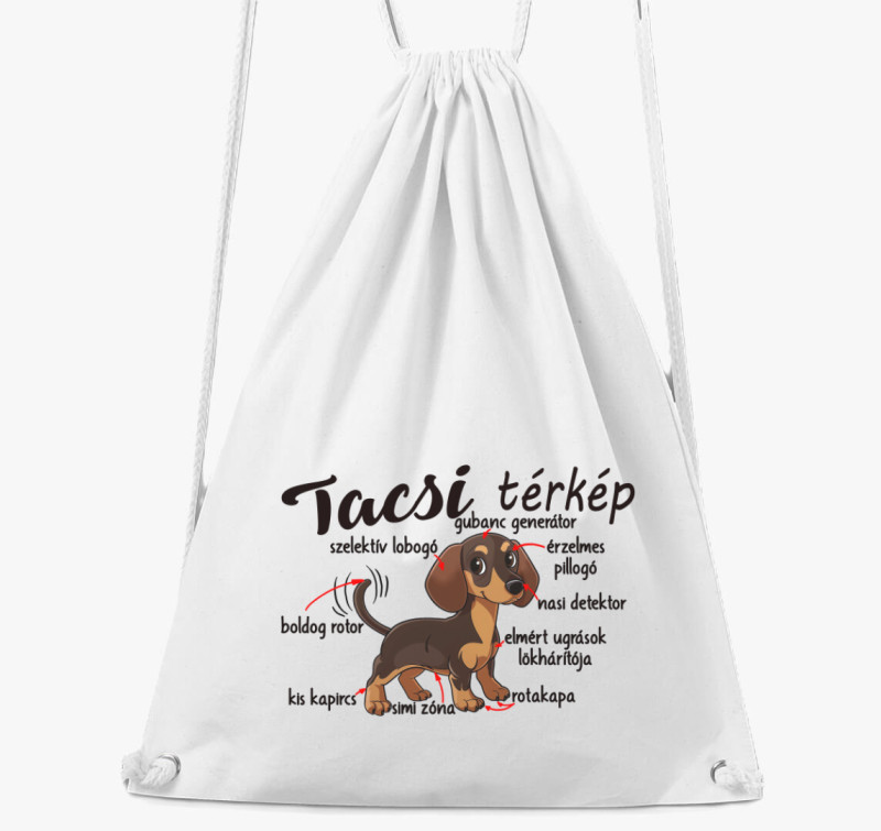 Tacsi részei, tacsi térkép tornazsák — Fehér
