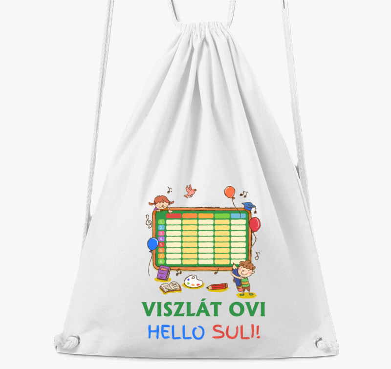 Viszlát ovi, hello suli tornazsák — Fehér