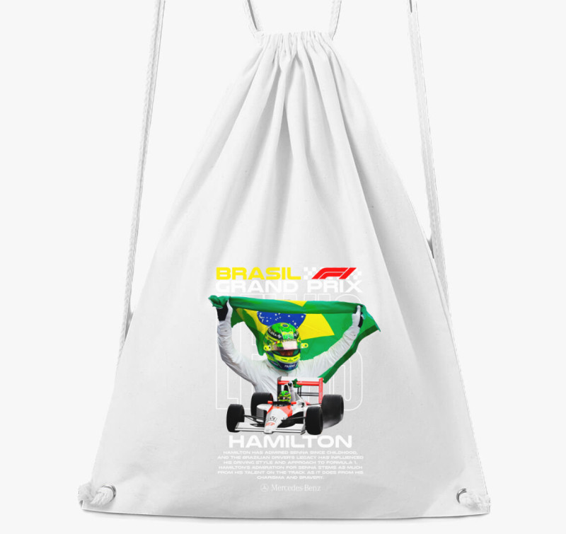 Lewis Hamilton Brasil tornazsák — Fehér