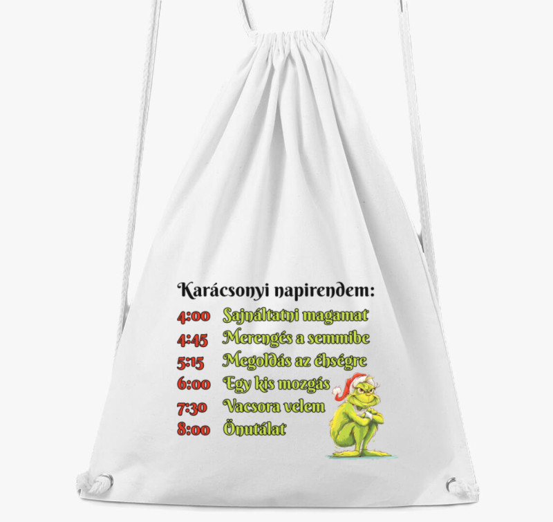Karácsonyi napirendem tornazsák — Fehér