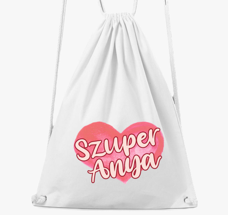 Anyák napi Szuper anya tornazsák — Fehér
