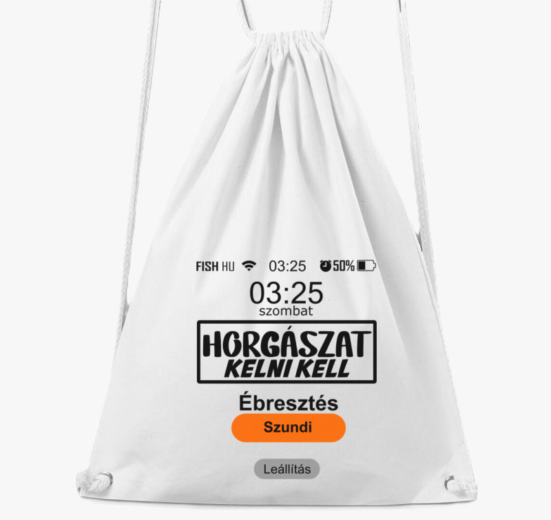 Ébresztenek a halak mintás tornazsák — Fehér