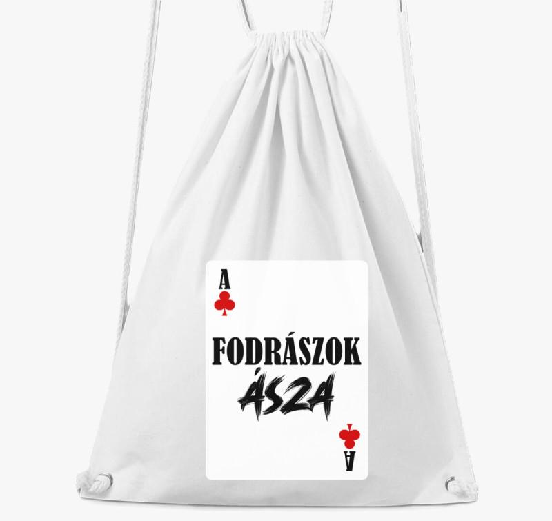Fodrászok ásza kártyás tornazsák — Fehér
