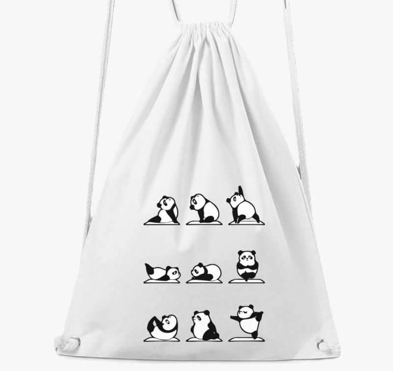 Jógázó panda tornazsák — Fehér