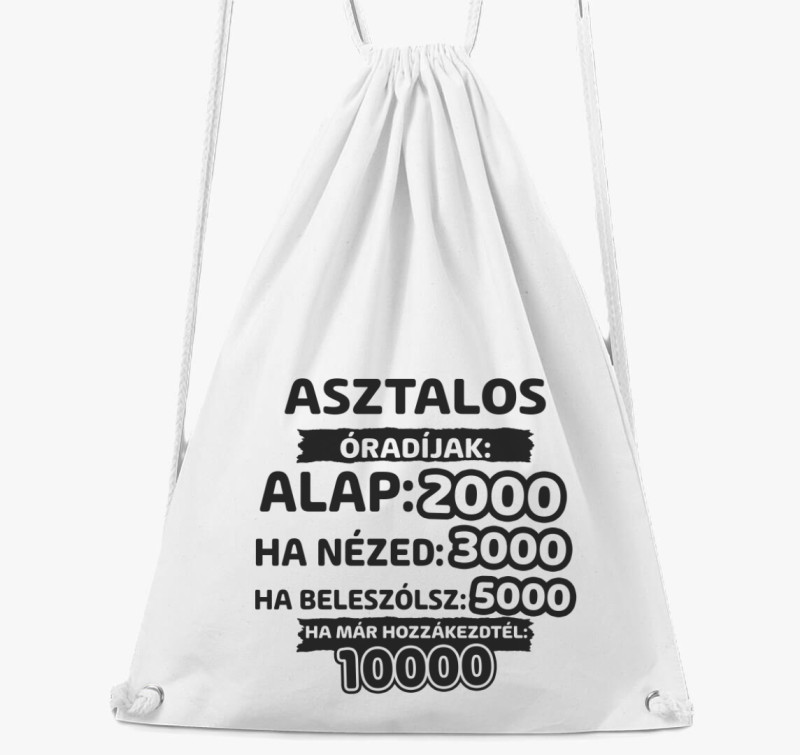 Asztalos óradíjak munka tornazsák — Fehér