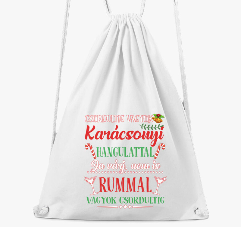 Csordultig vagyok karácsonyi tornazsák — Fehér