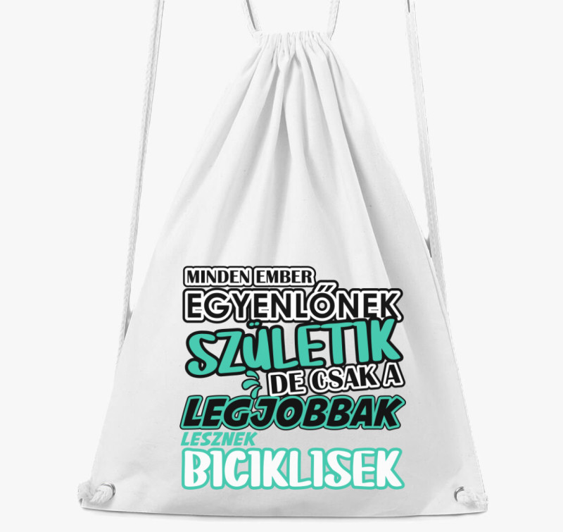 Egyenlőnek születik biciklis tornazsák — Fehér