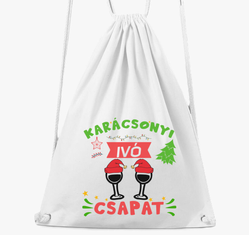 Karácsonyi ivó csapat tornazsák — Fehér