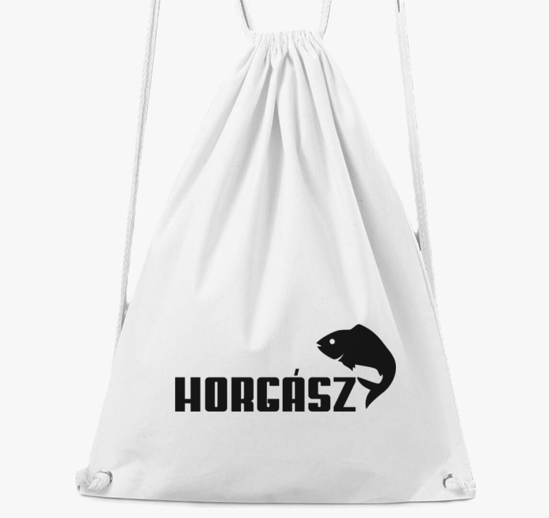 Horgász emblémás tornazsák — Fehér