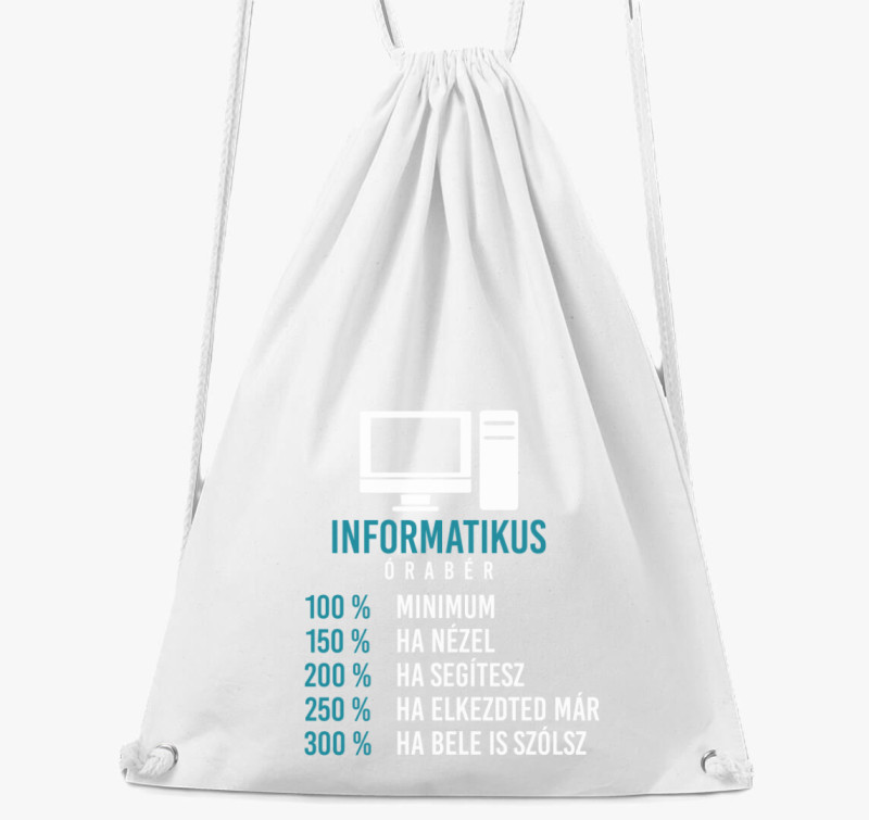 Informatikus órabér tornazsák — Fehér