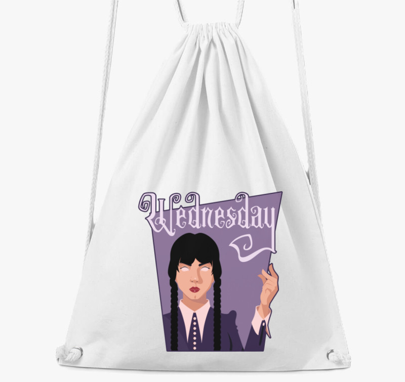 Wednesday Addams karakter tornazsák — Fehér
