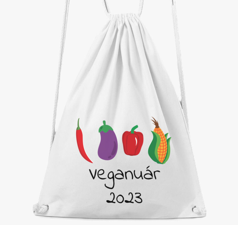 Veganuár 2023 (zöldségekkel) tornazsák — Fehér