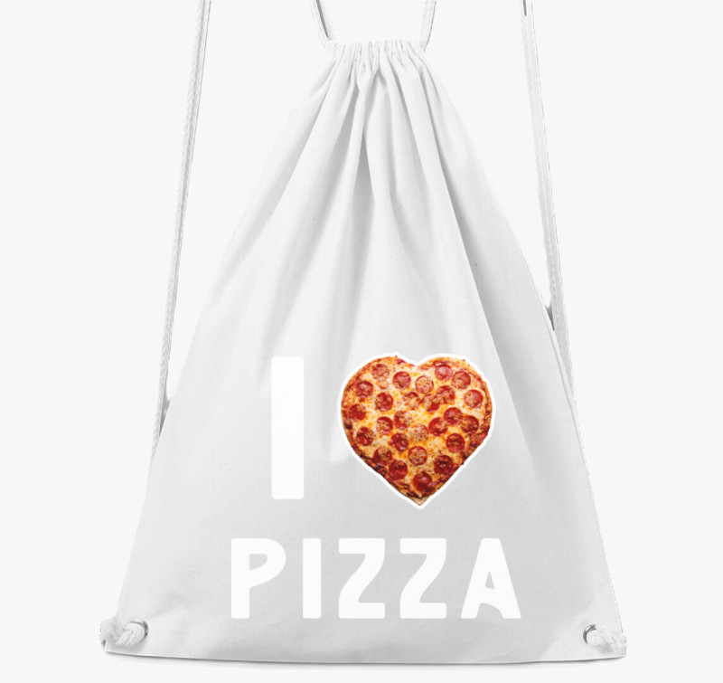 I love pizza tornazsák — Fehér
