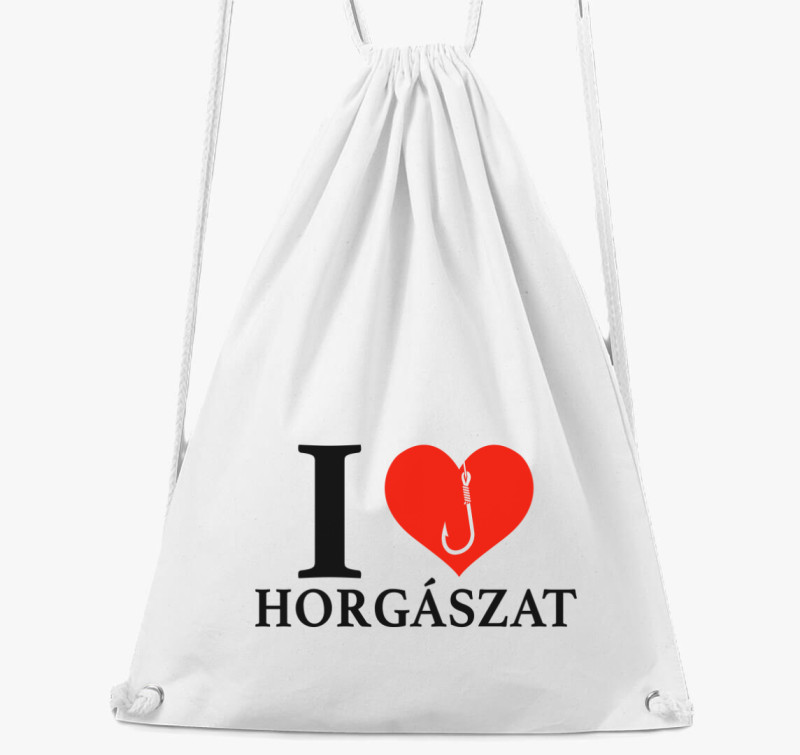 I love horgászat tornazsák — Fehér
