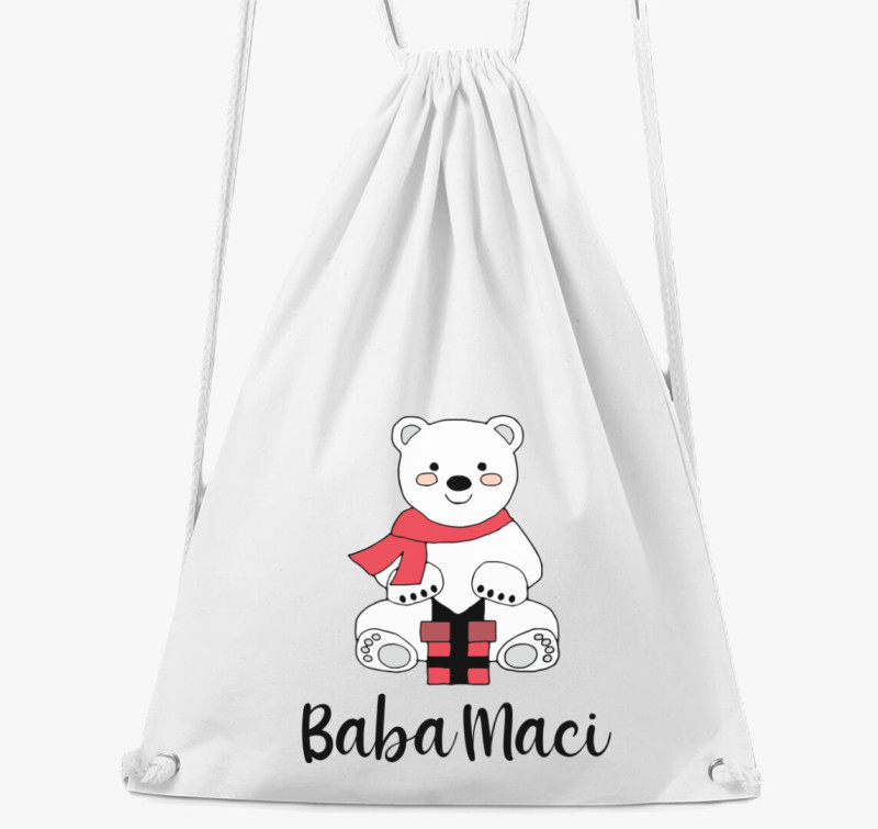 Baba maci karácsonyi tornazsák — Fehér