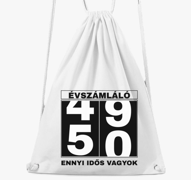 Évszámláló 50 éves szülinapi tornazsák — Fehér