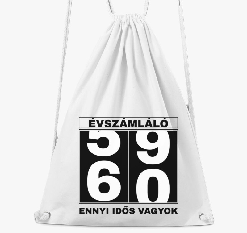 Évszámláló 60 éves szülinapi tornazsák — Fehér