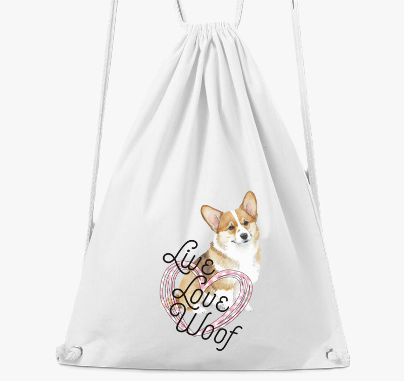 Corgi szivecskés tornazsák — Fehér