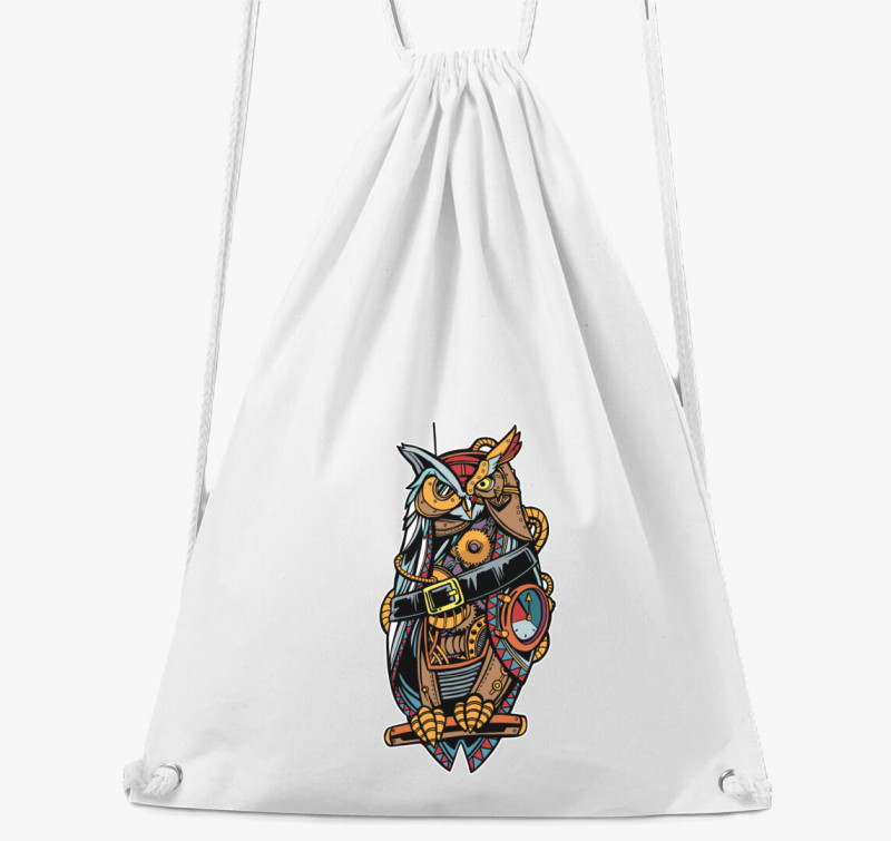 Steampunk bagoly tornazsák — Fehér