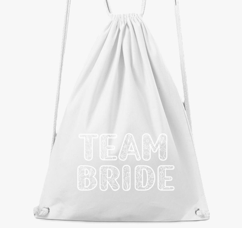 TEAM Bride fehér virágos betűs tornazsák — Fehér