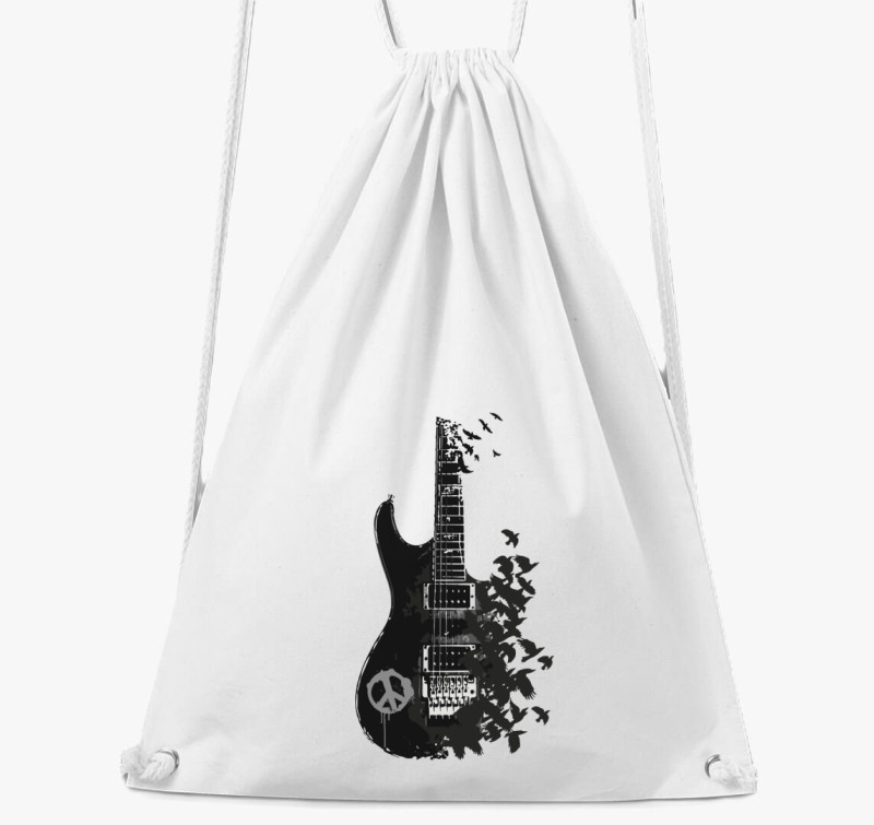 Black guitar and crow tornazsák — Fehér