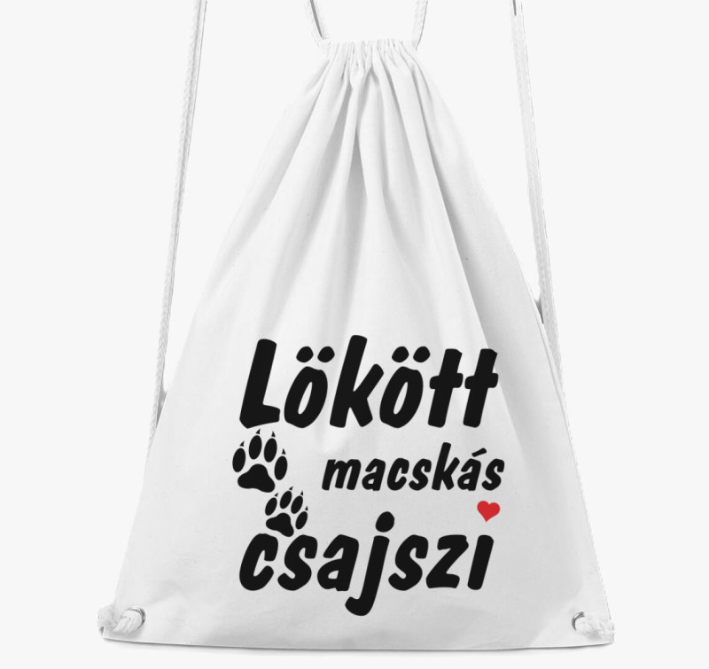 Lökött macskás csajszi tornazsák — Fehér