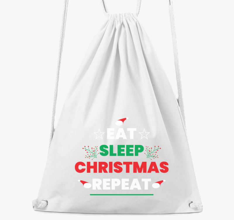 Eat sleep christmas repeat tornazsák — Fehér