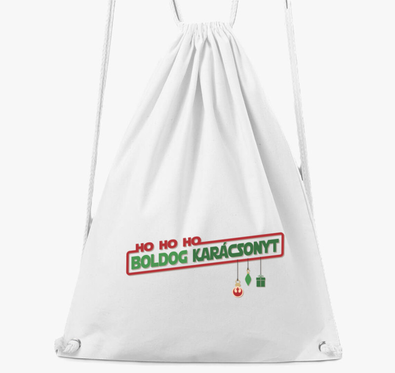 Hohoho Boldog Karácsonyt tornazsák — Fehér