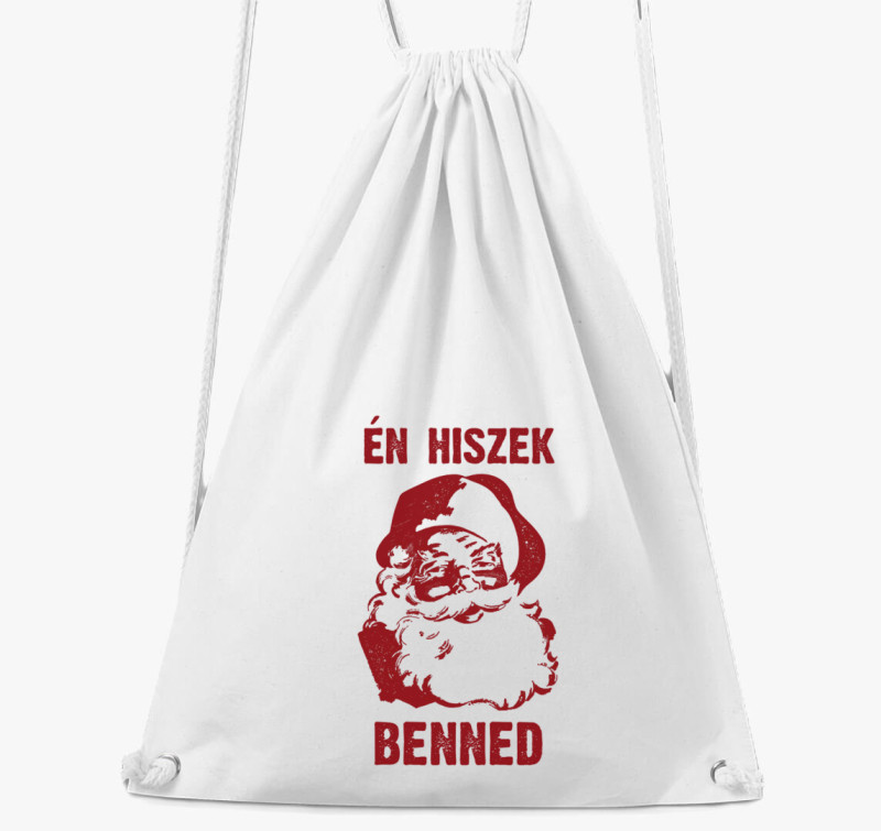 Én hiszek benned karácsonyi tornazsák — Fehér