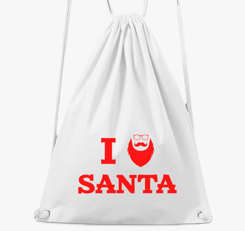 I love Santa - Szeretem a Mikulást tornazsák  — Fehér