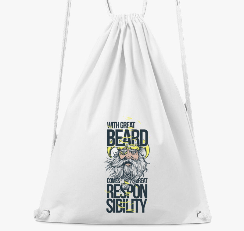 With Great Beard Comes Great Responsibility tornazsák — Fehér