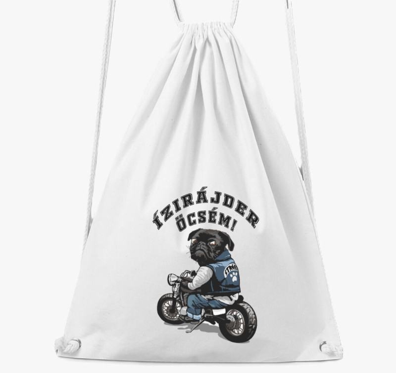 Motoros kutyás tornazsák  — Fehér