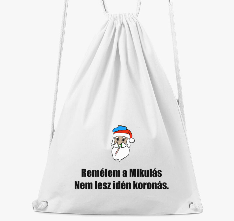 Koronás Mikulás tornazsák — Fehér