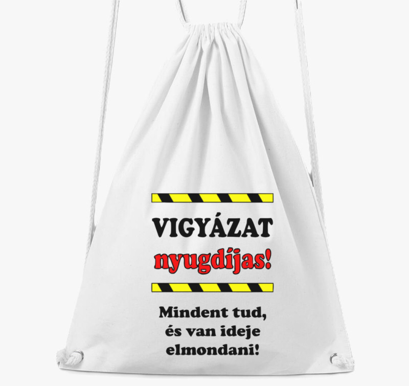 Vigyázat, nyugdíjas tornazsák — Fehér
