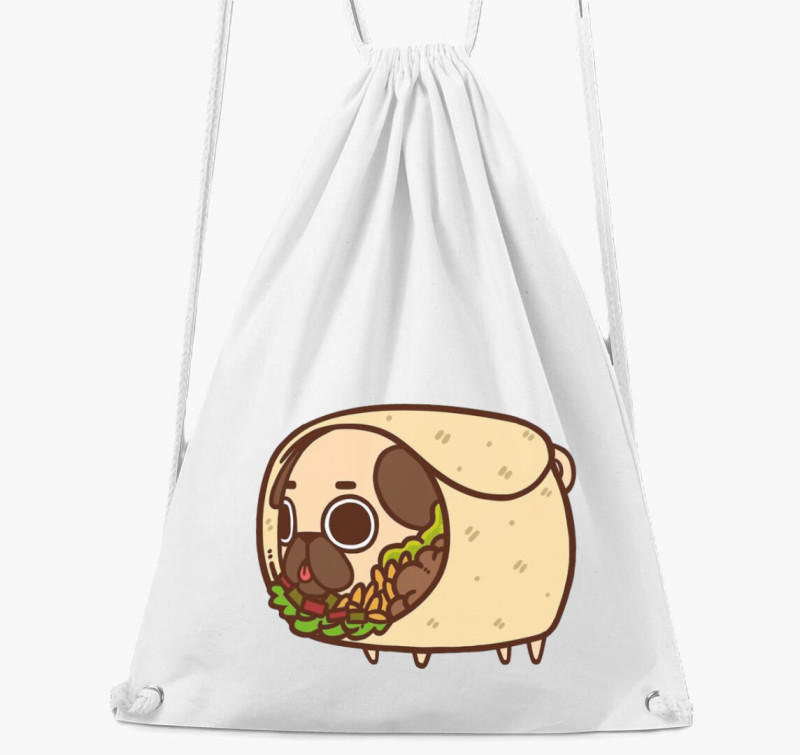 Mopsz burrito tornazsák — Fehér
