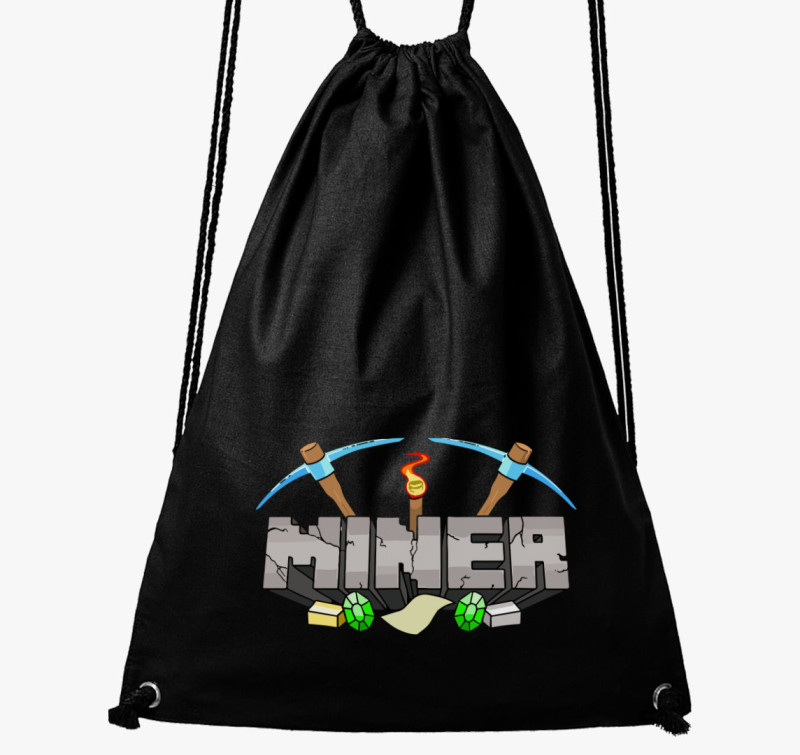 Minecraft miner tornazsák — Fekete