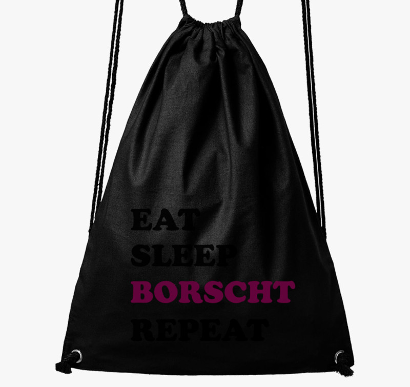 Eat Sleep Borscs tornazsák — Fekete