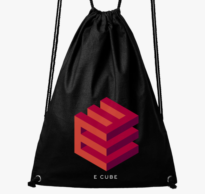 E cube kocka design tornazsák — Fekete