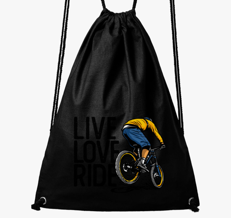 Live love ride tornazsák — Fekete