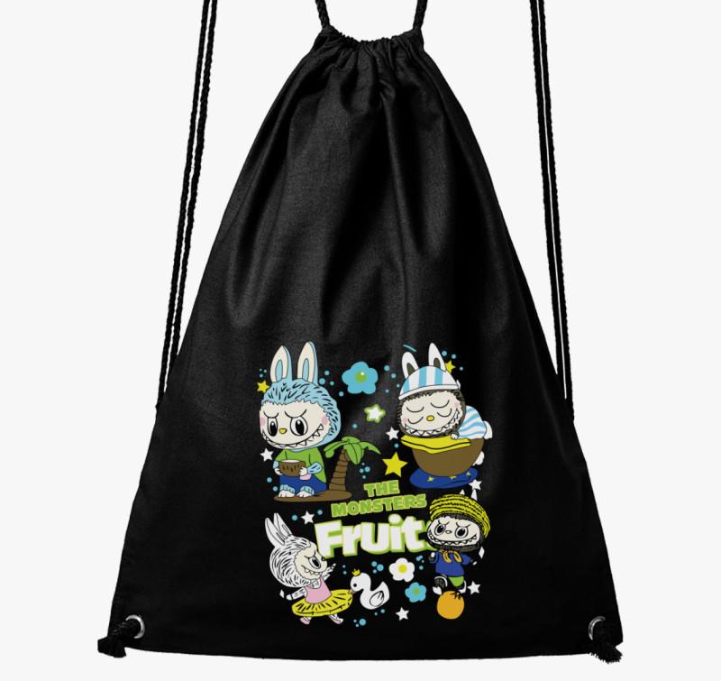 Fruit monster labubu tornazsák — Fekete