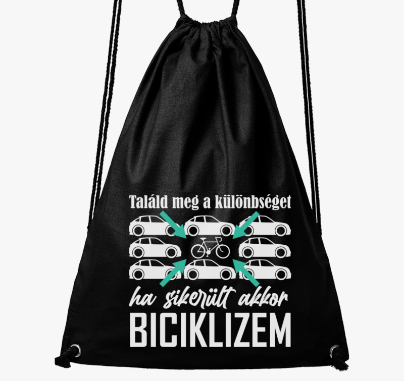 Biciklis különbség mintás tornazsák — Fekete