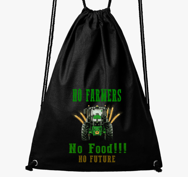 No Farmers no food tornazsák — Fekete