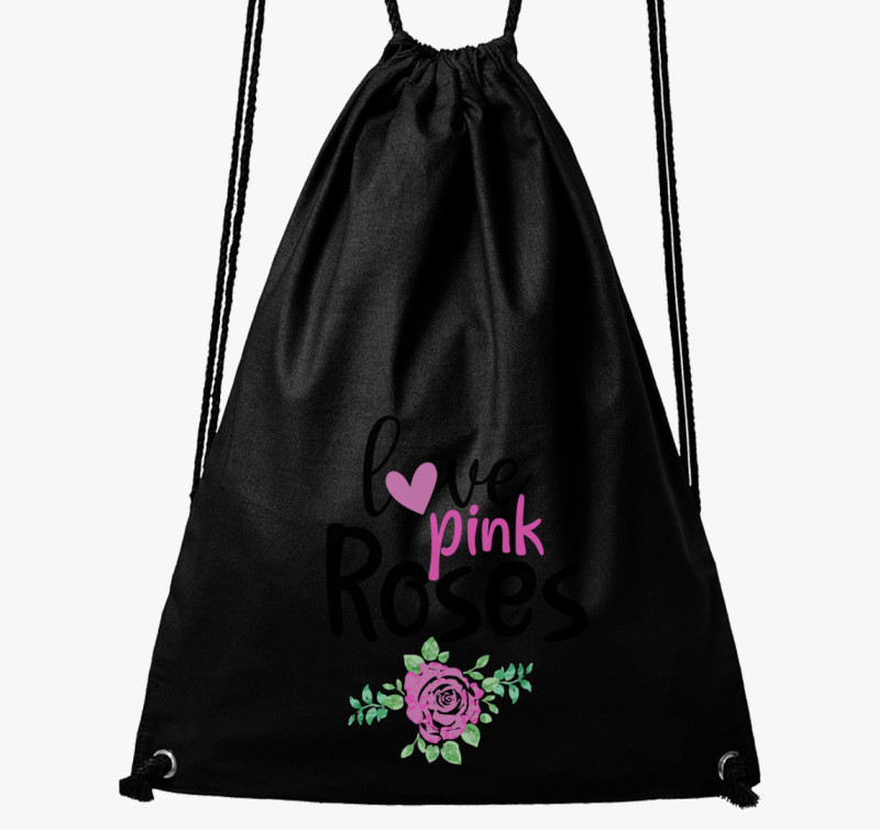Love Pink Roses tornazsák — Fekete