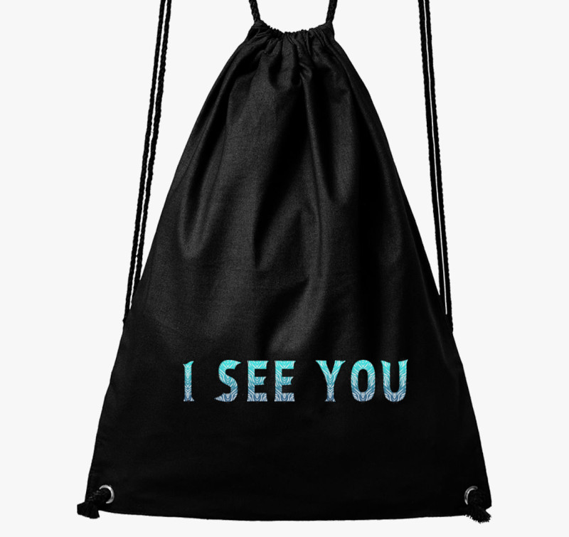 I see You (kék vízmintás) tornazsák — Fekete