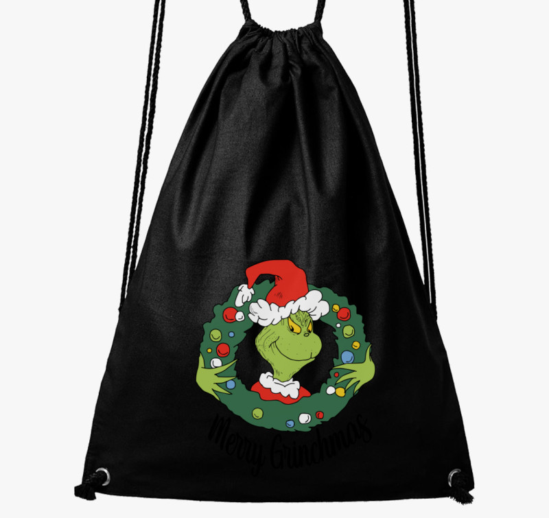 Merry Grinchmas karácsonyi tornazsák — Fekete