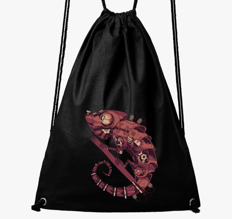 Steampunk kaméleon tornazsák — Fekete