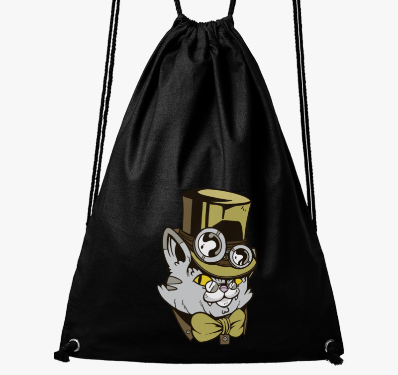 Kalapos Steampunk Macska tornazsák — Fekete