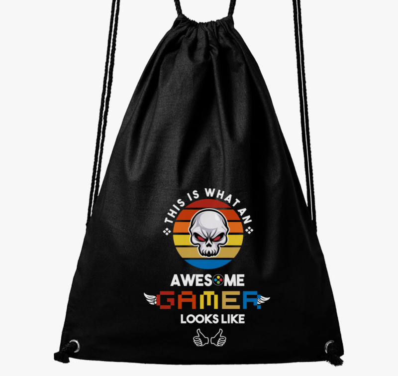 Awesome Gamer tornazsák — Fekete